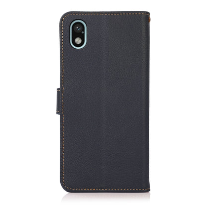 For Sony Xperia Ace III KHAZNEH Custer Genuine Leather RFID Phone Case(Blue) - Sony Cases by buy2fix | Online Shopping UK | buy2fix