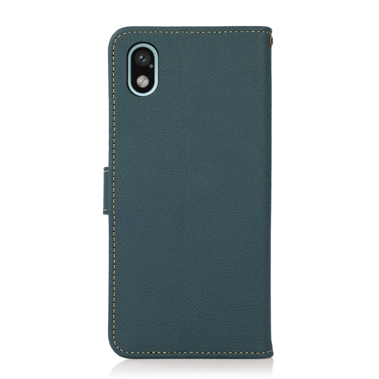 For Sony Xperia Ace III KHAZNEH Custer Genuine Leather RFID Phone Case(Green) - Sony Cases by buy2fix | Online Shopping UK | buy2fix