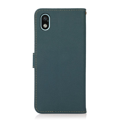 For Sony Xperia Ace III KHAZNEH Custer Genuine Leather RFID Phone Case(Green) - Sony Cases by buy2fix | Online Shopping UK | buy2fix