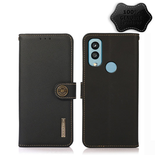 For Kyocera Android One S9 KHAZNEH Custer Genuine Leather RFID Phone Case(Black) - More Brand by buy2fix | Online Shopping UK | buy2fix
