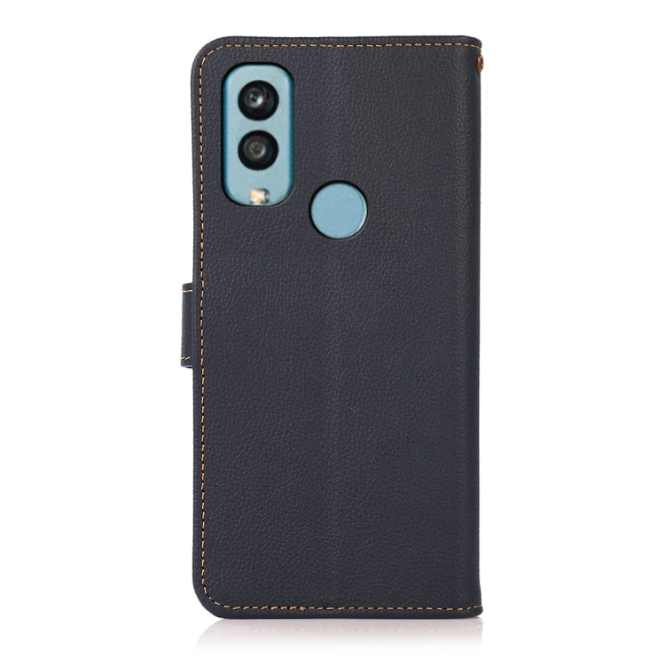 For Kyocera Android One S9 KHAZNEH Custer Genuine Leather RFID Phone Case(Blue) - More Brand by buy2fix | Online Shopping UK | buy2fix