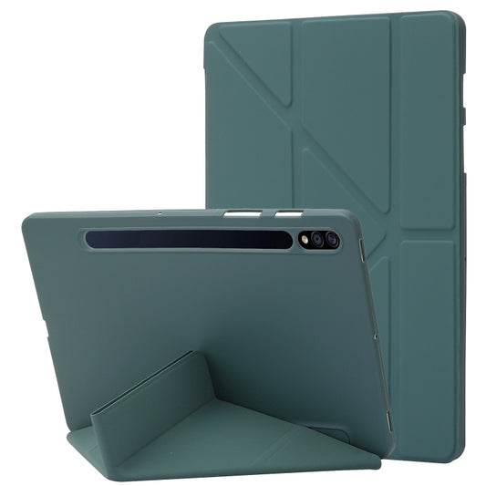 For Samsung Galaxy Tab S8 / S7 Deformation Silicone Leather Tablet Case(Dark Green) by buy2fix