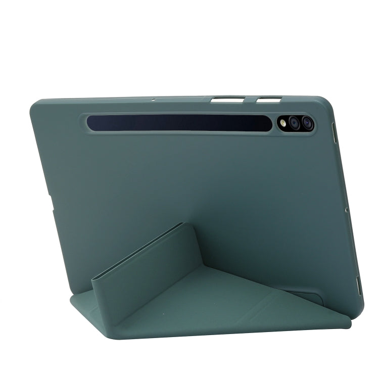 For Samsung Galaxy Tab S8 / S7 Deformation Silicone Leather Tablet Case(Dark Green) by buy2fix