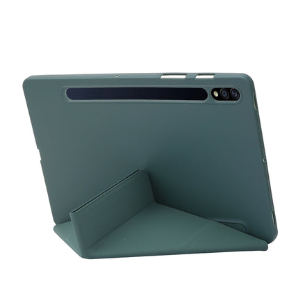 For Samsung Galaxy Tab S8 / S7 Deformation Silicone Leather Tablet Case(Dark Green) by buy2fix