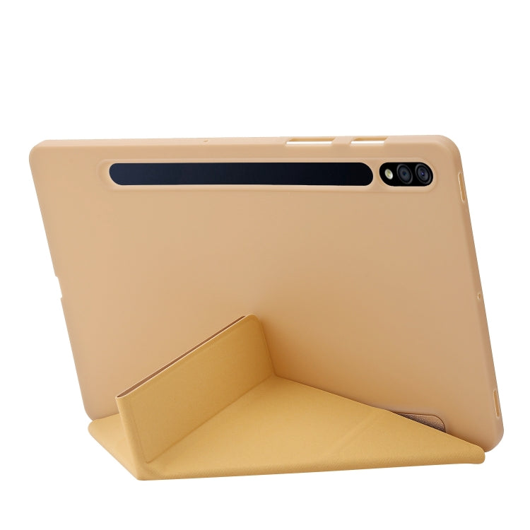 For Samsung Galaxy Tab S8 / S7 Deformation Silicone Leather Tablet Case(Gold) by buy2fix
