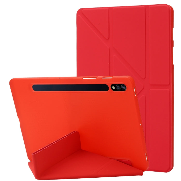 For Samsung Galaxy Tab S8 / S7 Deformation Silicone Leather Tablet Case(Red) by buy2fix