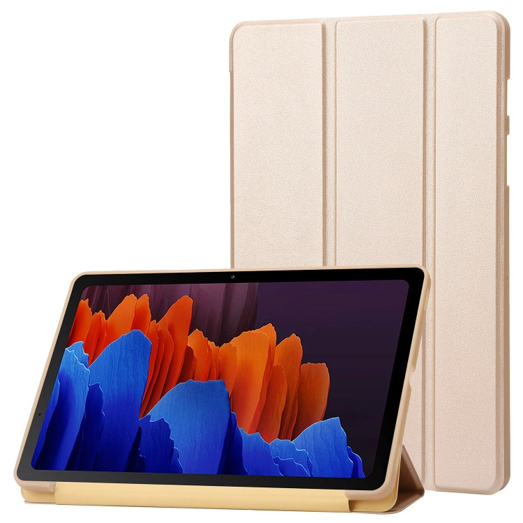 For Samsung Galaxy Tab S8 / S7 3-Fold Holder Silicone Leather Tablet Case(Gold) by buy2fix