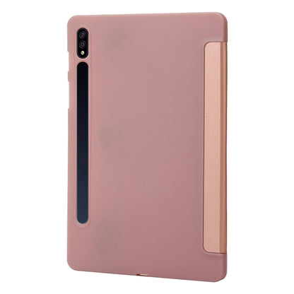 For Samsung Galaxy Tab S8 / S7 3-Fold Holder Silicone Leather Tablet Case(Rose Gold) by buy2fix