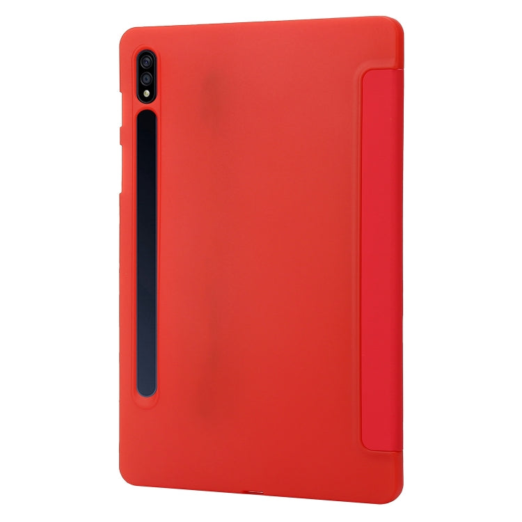 For Samsung Galaxy Tab S8 / S7 3-Fold Holder Silicone Leather Tablet Case(Red) by buy2fix
