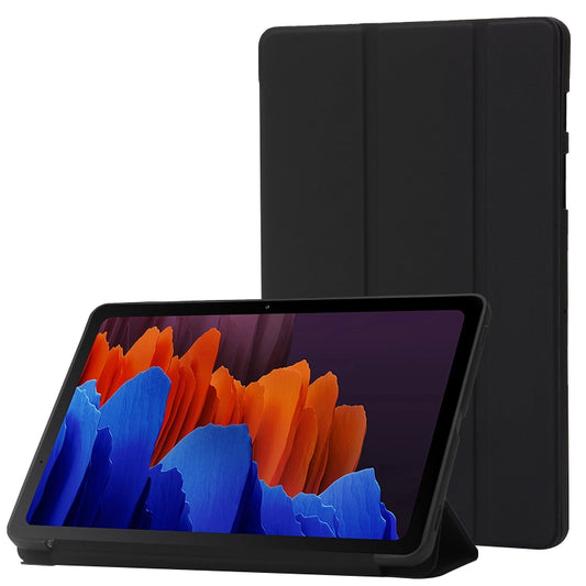 For Samsung Galaxy Tab S8 / S7 3-Fold Holder Silicone Leather Tablet Case(Black) by buy2fix