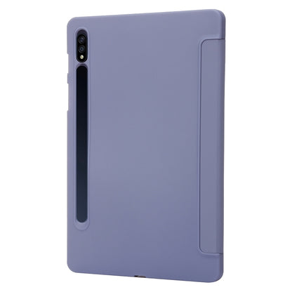 For Samsung Galaxy Tab S8 / S7 3-Fold Holder Silicone Leather Tablet Case(Purple) by buy2fix
