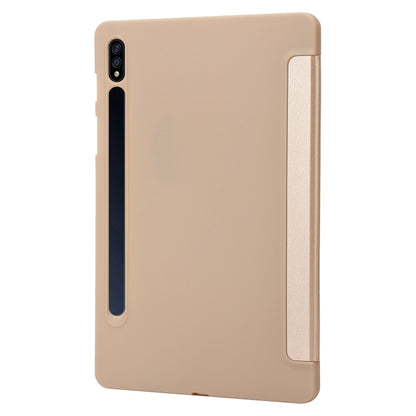 For Samsung Galaxy Tab S8+ / S7+ 3-Fold Holder Silicone Leather Tablet Case(Gold) by buy2fix