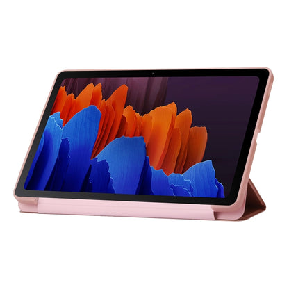 For Samsung Galaxy Tab S8+ / S7+ 3-Fold Holder Silicone Leather Tablet Case(Rose Gold) by buy2fix