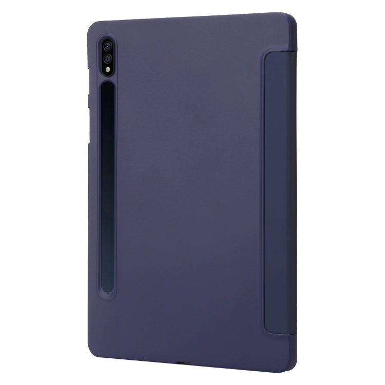 For Samsung Galaxy Tab S8+ / S7+ 3-Fold Holder Silicone Leather Tablet Case(Dark Blue) by buy2fix