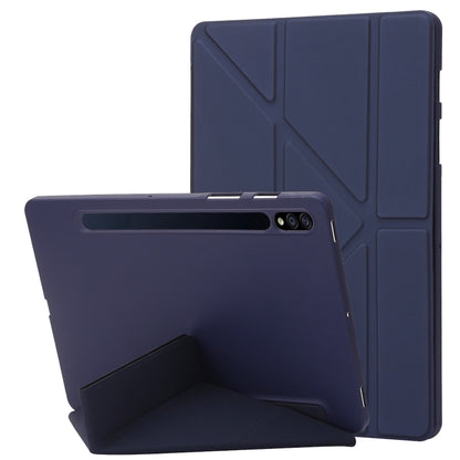 For Samsung Galaxy Tab S8+ / S7+ Deformation Silicone Leather Tablet Case(Dark Blue) by buy2fix