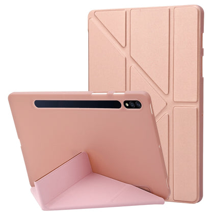 For Samsung Galaxy Tab S8+ / S7+ Deformation Silicone Leather Tablet Case(Rose Gold) by buy2fix