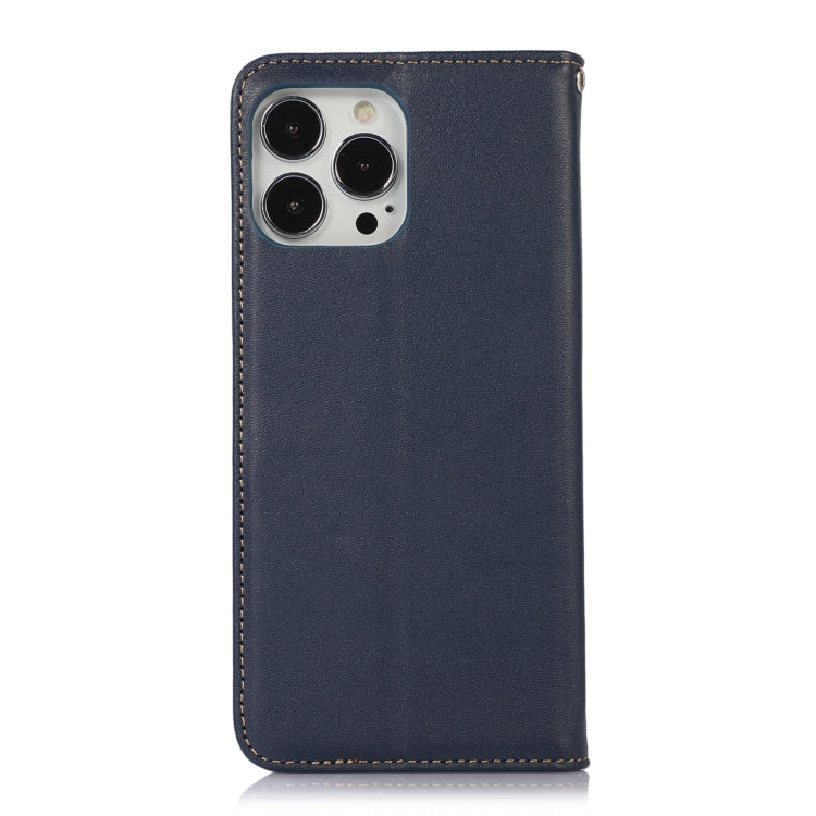 For iPhone 13 Pro KHAZNEH Nappa Top Layer Cowhide Leather Phone Case (Blue) - iPhone 13 Pro Cases by buy2fix | Online Shopping UK | buy2fix