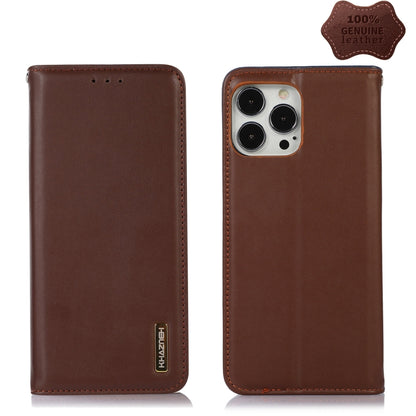For iPhone 13 Pro KHAZNEH Nappa Top Layer Cowhide Leather Phone Case (Brown) - iPhone 13 Pro Cases by buy2fix | Online Shopping UK | buy2fix