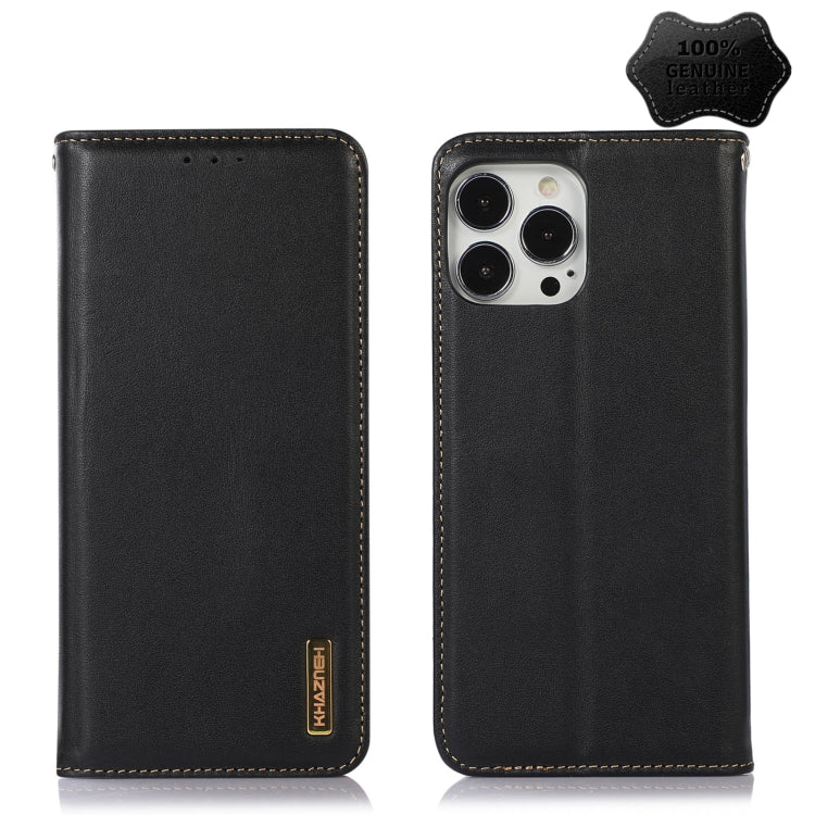 For iPhone 13 Pro Max KHAZNEH Nappa Top Layer Cowhide Leather Phone Case (Black) - iPhone 13 Pro Max Cases by buy2fix | Online Shopping UK | buy2fix