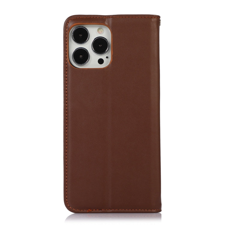 For iPhone 13 Pro Max KHAZNEH Nappa Top Layer Cowhide Leather Phone Case (Brown) - iPhone 13 Pro Max Cases by buy2fix | Online Shopping UK | buy2fix