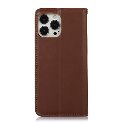 For iPhone 12 Pro Max KHAZNEH Nappa Top Layer Cowhide Leather Phone Case(Brown) - iPhone 12 Pro Max Cases by buy2fix | Online Shopping UK | buy2fix