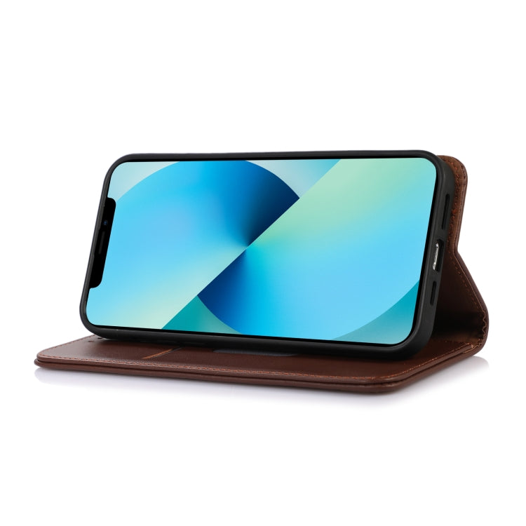 For Samsung Galaxy A33 5G KHAZNEH Nappa Top Layer Cowhide Leather Phone Case(Brown) - Galaxy Phone Cases by buy2fix | Online Shopping UK | buy2fix