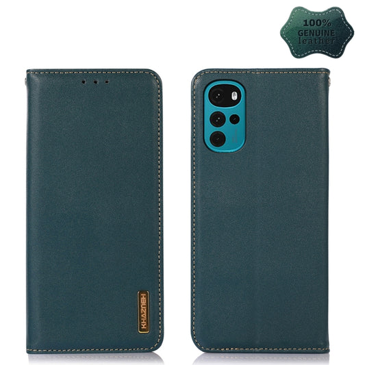 For Motorola Moto G22 KHAZNEH Nappa Top Layer Cowhide Leather Phone Case(Green) - Motorola Cases by buy2fix | Online Shopping UK | buy2fix