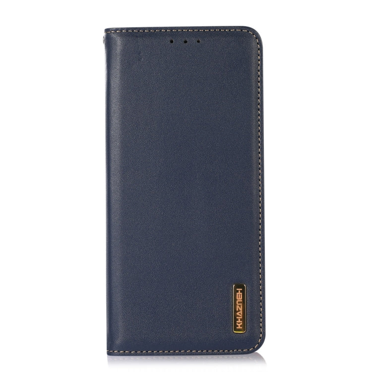 For Motorola Moto G22 KHAZNEH Nappa Top Layer Cowhide Leather Phone Case(Blue) - Motorola Cases by buy2fix | Online Shopping UK | buy2fix