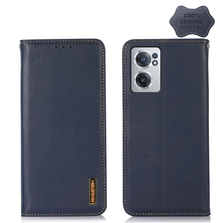 For OnePlus Nord CE 2 5G KHAZNEH Nappa Top Layer Cowhide Leather Phone Case(Blue) - OnePlus Cases by buy2fix | Online Shopping UK | buy2fix