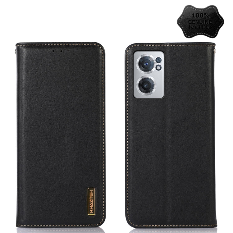 For OnePlus Nord CE 2 5G KHAZNEH Nappa Top Layer Cowhide Leather Phone Case(Black) - OnePlus Cases by buy2fix | Online Shopping UK | buy2fix