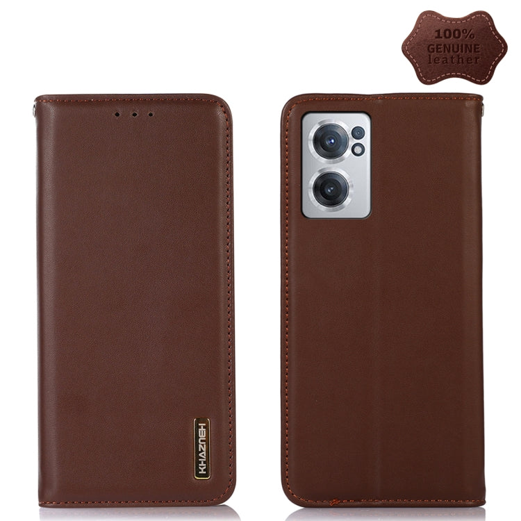 For OnePlus Nord CE 2 5G KHAZNEH Nappa Top Layer Cowhide Leather Phone Case(Brown) - OnePlus Cases by buy2fix | Online Shopping UK | buy2fix