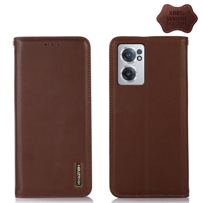 For OnePlus Nord CE 2 5G KHAZNEH Nappa Top Layer Cowhide Leather Phone Case(Brown) - OnePlus Cases by buy2fix | Online Shopping UK | buy2fix