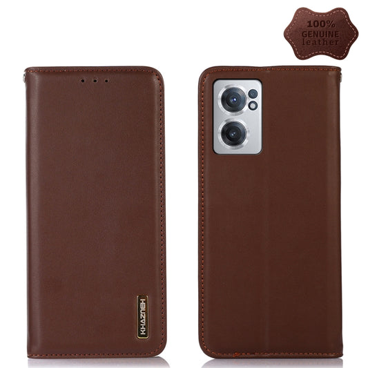 For OnePlus Nord CE 2 5G KHAZNEH Nappa Top Layer Cowhide Leather Phone Case(Brown) - OnePlus Cases by buy2fix | Online Shopping UK | buy2fix