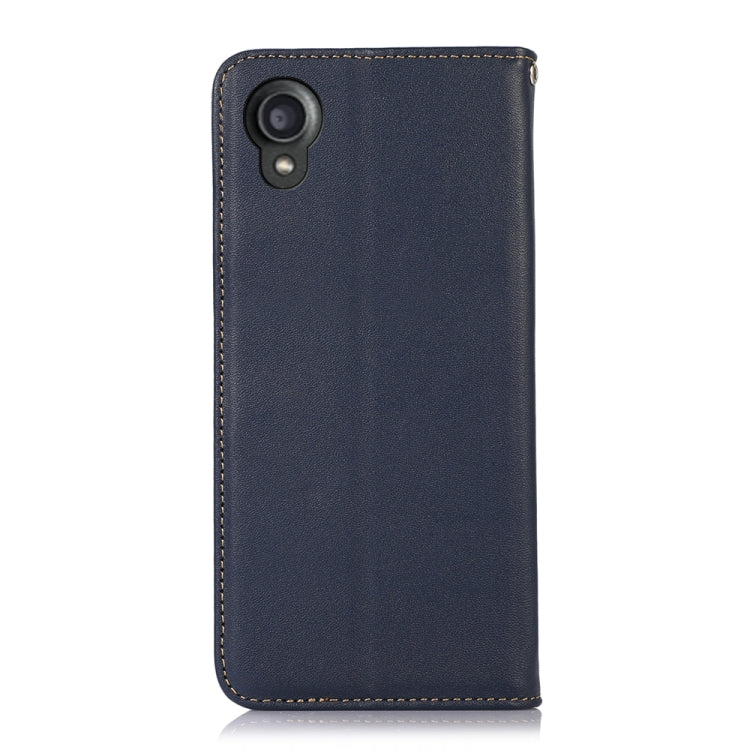 For Kyocera Digno BX2 KHAZNEH Nappa Top Layer Cowhide Leather Phone Case(Blue) - More Brand by buy2fix | Online Shopping UK | buy2fix