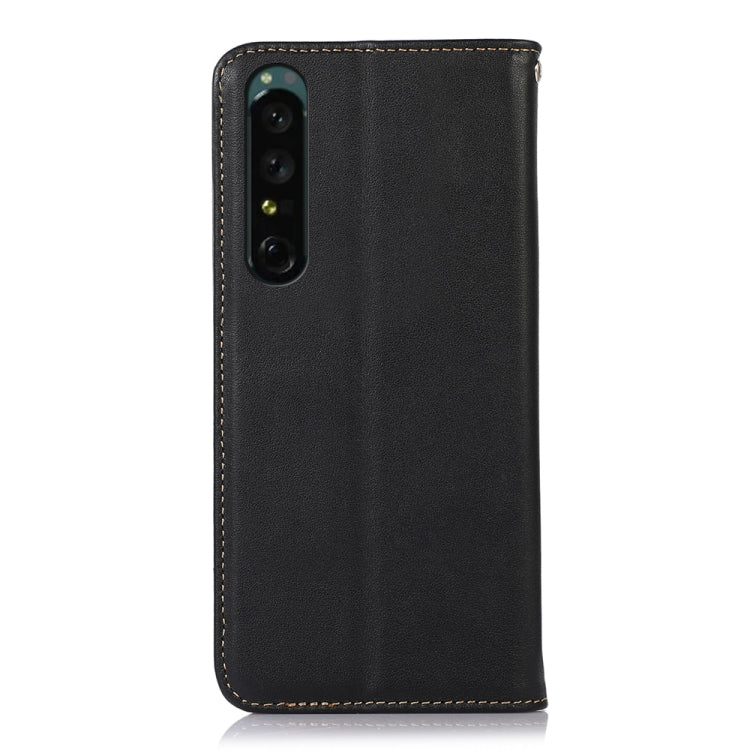 For Sony Xperia 1 IV KHAZNEH Nappa Top Layer Cowhide Leather Phone Case(Black) - Sony Cases by buy2fix | Online Shopping UK | buy2fix