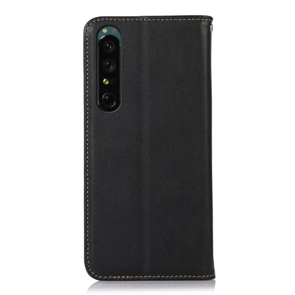 For Sony Xperia 1 IV KHAZNEH Nappa Top Layer Cowhide Leather Phone Case(Black) - Sony Cases by buy2fix | Online Shopping UK | buy2fix