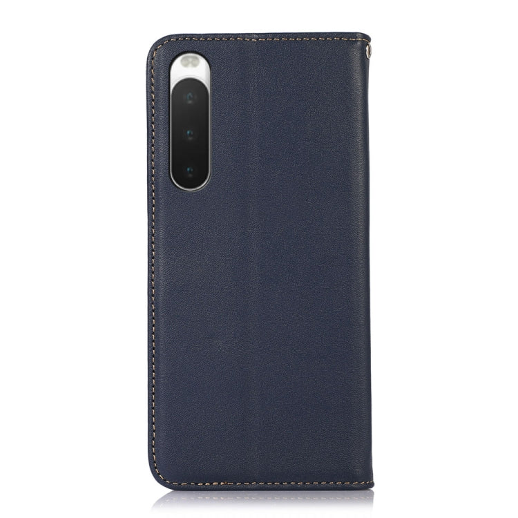 For Sony Xperia 10 IV KHAZNEH Nappa Top Layer Cowhide Leather Phone Case(Blue) - Sony Cases by buy2fix | Online Shopping UK | buy2fix