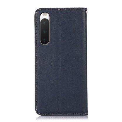 For Sony Xperia 10 IV KHAZNEH Nappa Top Layer Cowhide Leather Phone Case(Blue) - Sony Cases by buy2fix | Online Shopping UK | buy2fix