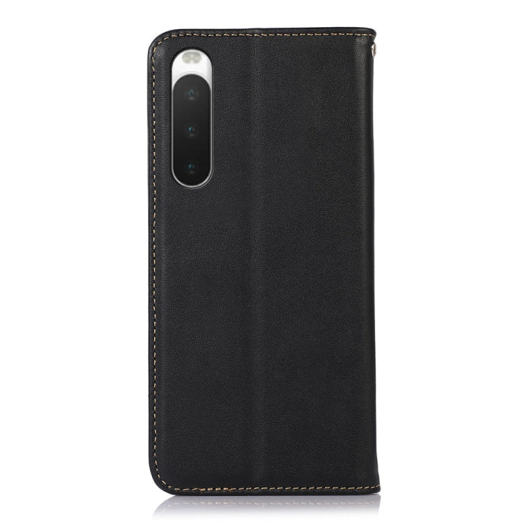 For Sony Xperia 10 IV KHAZNEH Nappa Top Layer Cowhide Leather Phone Case(Black) - Sony Cases by buy2fix | Online Shopping UK | buy2fix