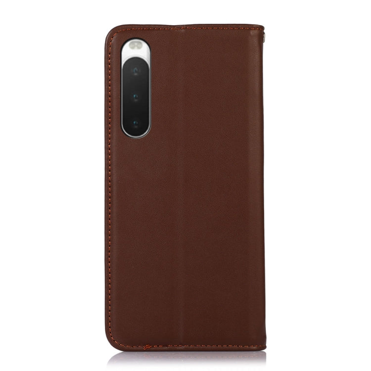 For Sony Xperia 10 IV KHAZNEH Nappa Top Layer Cowhide Leather Phone Case(Brown) - Sony Cases by buy2fix | Online Shopping UK | buy2fix