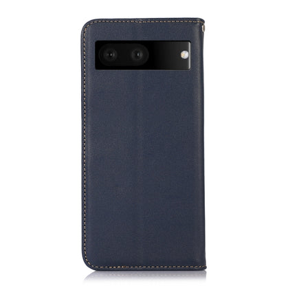 For Google Pixel 7 5G KHAZNEH Nappa Top Layer Cowhide Leather Phone Case(Blue) - Google Cases by buy2fix | Online Shopping UK | buy2fix