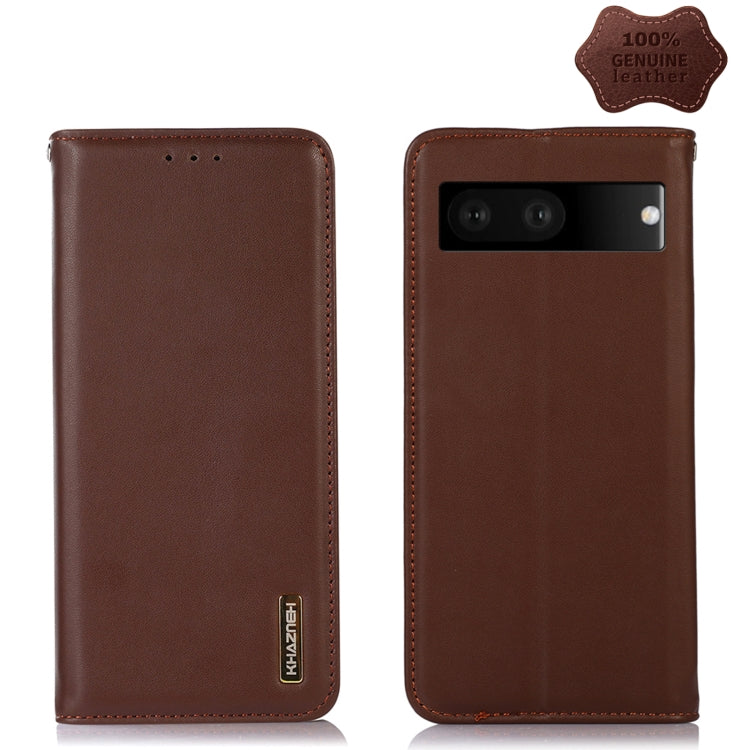 For Google Pixel 7 5G KHAZNEH Nappa Top Layer Cowhide Leather Phone Case(Brown) - Google Cases by buy2fix | Online Shopping UK | buy2fix