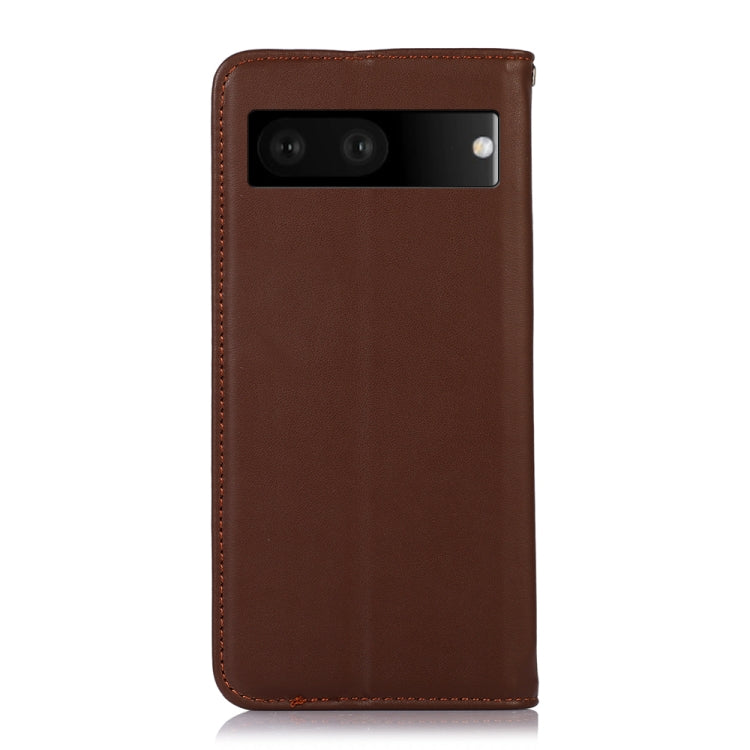 For Google Pixel 7 5G KHAZNEH Nappa Top Layer Cowhide Leather Phone Case(Brown) - Google Cases by buy2fix | Online Shopping UK | buy2fix
