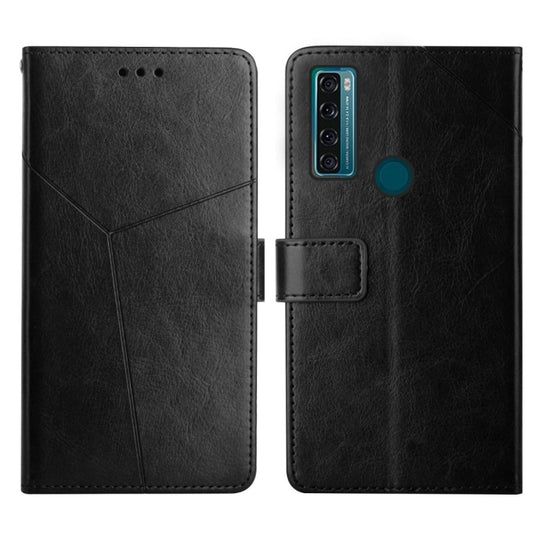 For TCL 20 SE Y Stitching Horizontal Flip Leather Phone Case(Black)