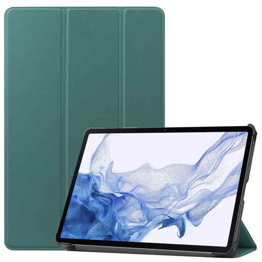 For Samsung Galaxy Tab S8 Three-folding Holder Custer Texture Leather Tablet Case(Green) by buy2fix