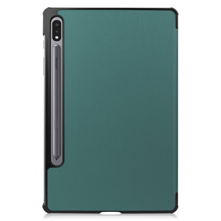 For Samsung Galaxy Tab S8 Three-folding Holder Custer Texture Leather Tablet Case(Green) by buy2fix