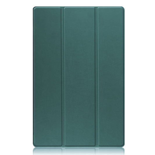 For Samsung Galaxy Tab S8 Ultra Three-folding Holder Custer Texture Leather Tablet Case(Green) - Galaxy Tab S8 Ultra Cases by buy2fix | Online Shopping UK | buy2fix