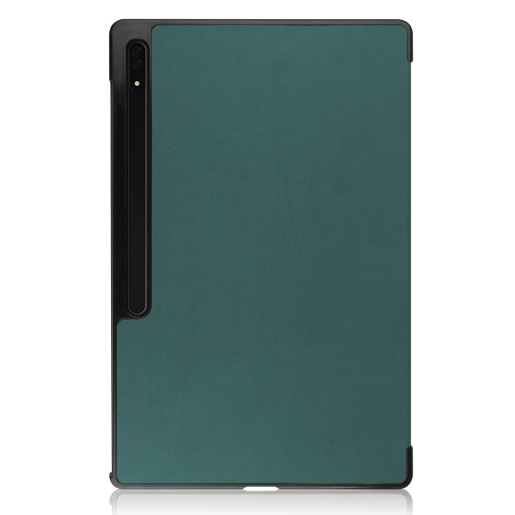 For Samsung Galaxy Tab S8 Ultra Three-folding Holder Custer Texture Leather Tablet Case(Green) by buy2fix