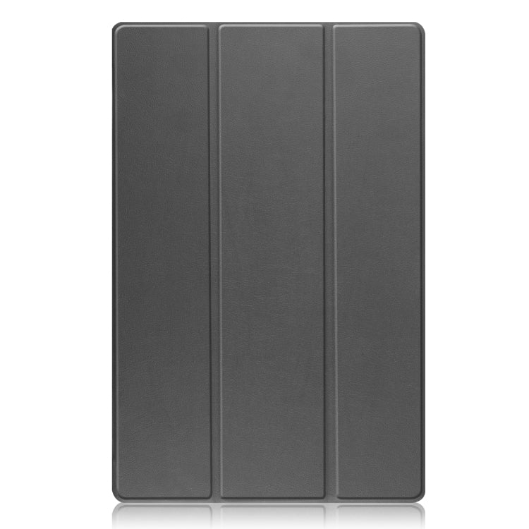For Samsung Galaxy Tab S8 Ultra Three-folding Holder Custer Texture Leather Tablet Case(Grey) by buy2fix