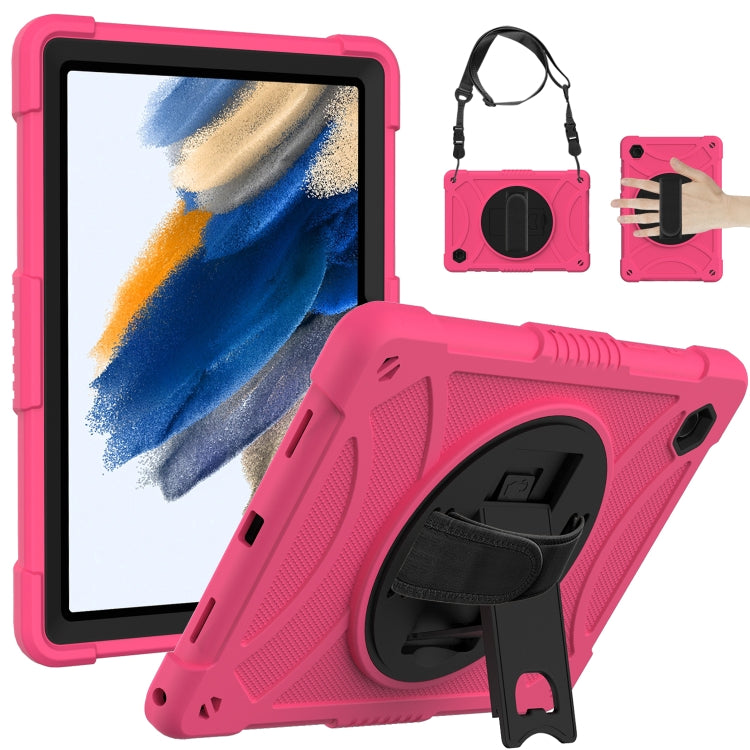 For Samsung Galaxy Tab A8 10.5 2021 Rotary Grab Silicone + PC Tablet Case(Rose Red) - Other Galaxy Tab PC by buy2fix | Online Shopping UK | buy2fix